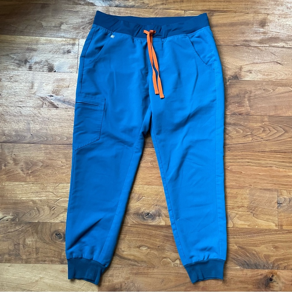 Figs Blue-Green With Orange Tie String Zamora Scrub Pants Style #W18SW2005